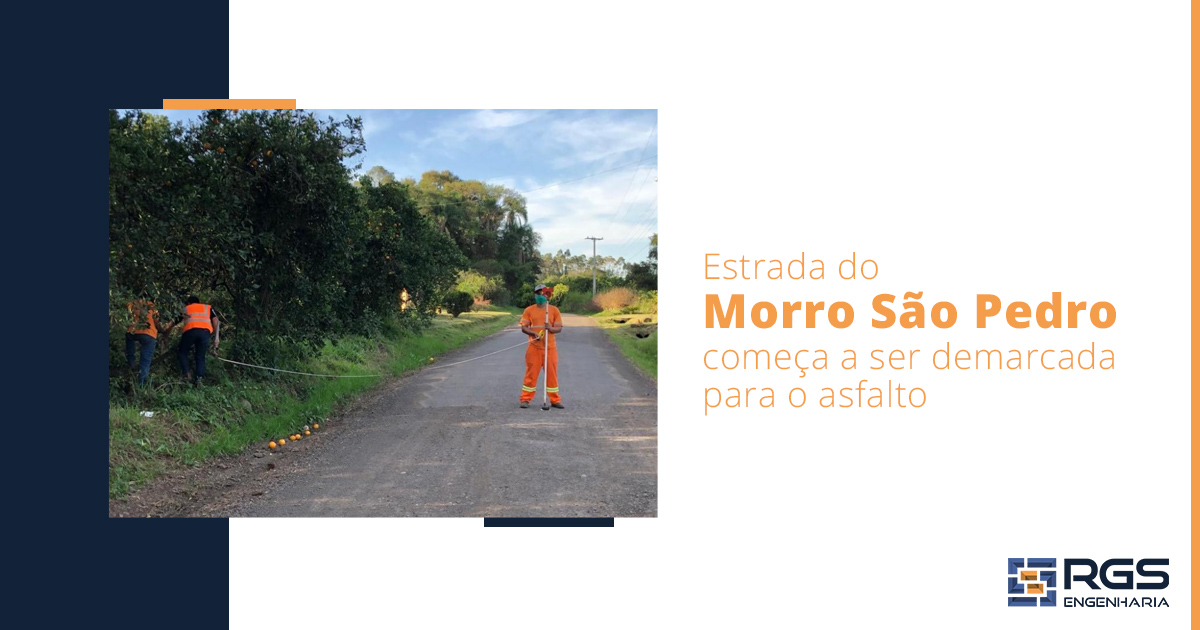 Estrada do Morro São Pedro começa a ser demarcada para o asfalto